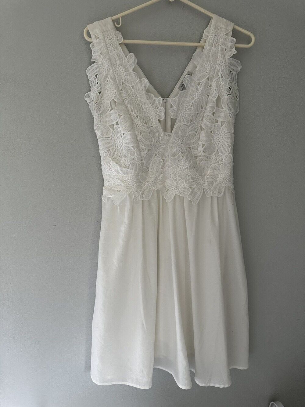 Charlotte Russe White Dress Crochet Detail Sz Small Bride  Shower Bachelorette